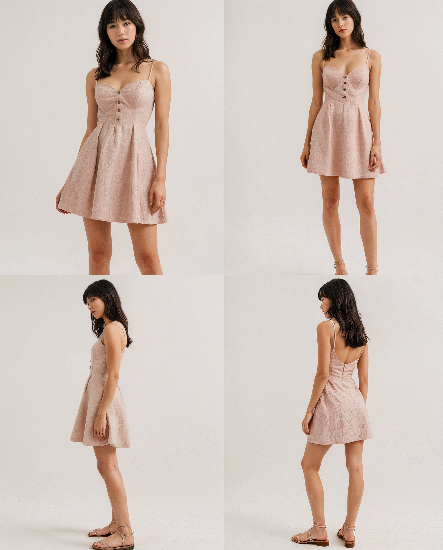 Blush Pink Ines Linen Corset Dress with sweetheart neckline and flared skirt, perfect for modern resortwear and warm-weather style.